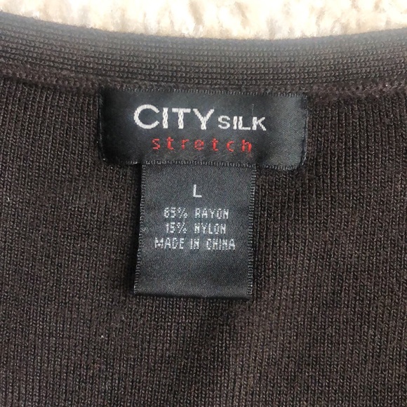 City Silk L Stretch Knit Top Brown - Picture 3 of 4